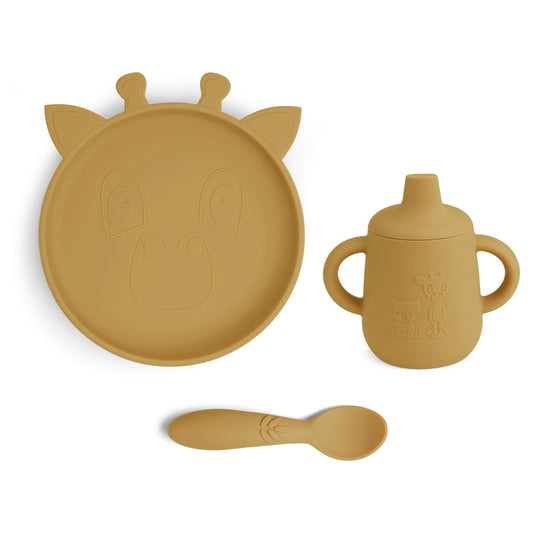 nuuroo Elke silicone dinner set 3-pack Dinner set Dusty yellow