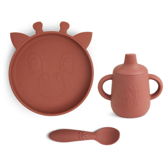 nuuroo Elke silicone dinner set 3-pack Dinner set Mahogany