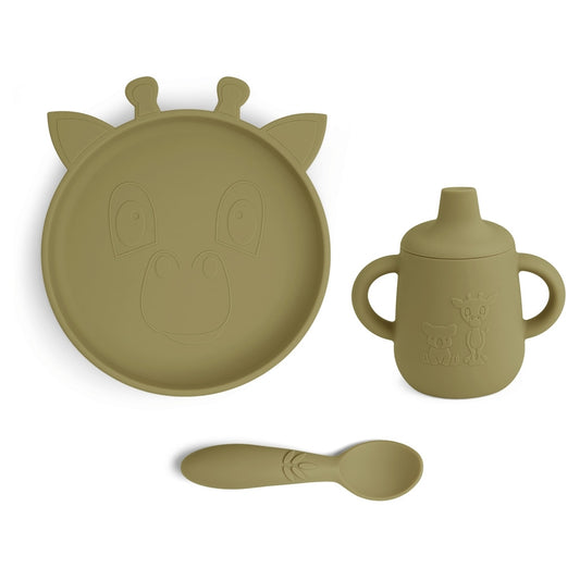 nuuroo Elke silicone dinner set 3-pack Dinner set Olive green