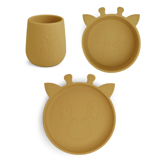 nuuroo Judi silicone dinner set 3-pack Giraf Dinner set Dusty yellow
