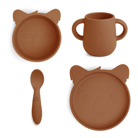 nuuroo Lykke silicone dinner set - 4 pack Dinner set Caramel Café