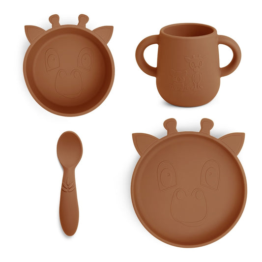 nuuroo Lykke silicone dinner set - 4 pack Dinner set Caramel Café
