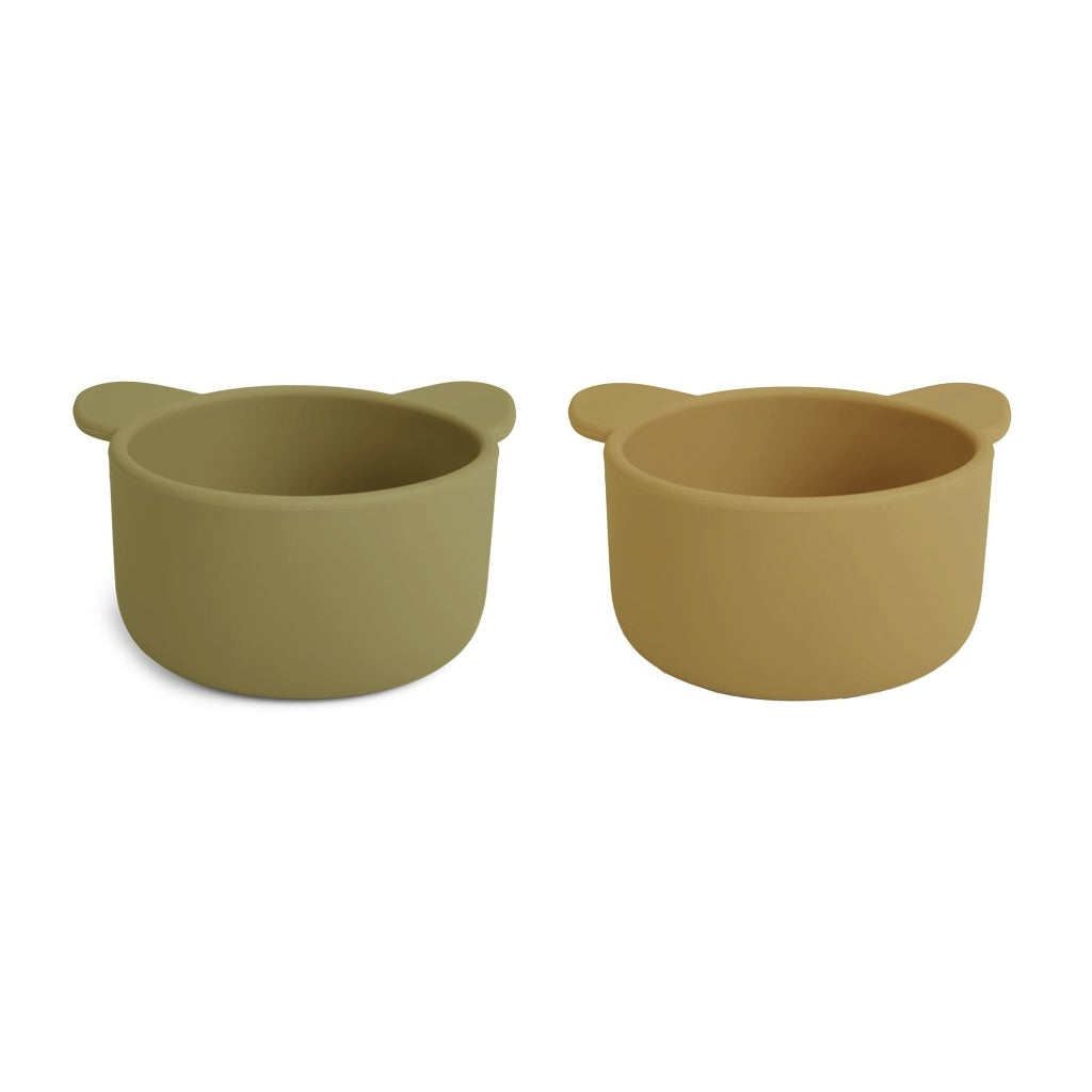 nuuroo Rosa silicone snack box small 2-pack Snackbox Olive green / Dusty yellow